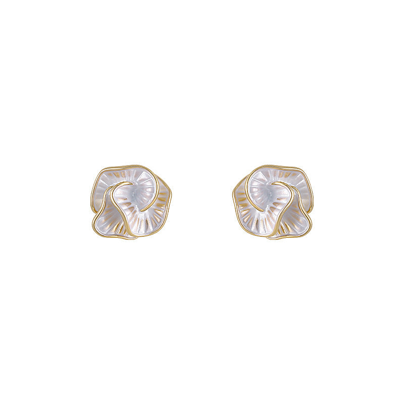 Wholesale S925 silver needle camellia earrings cool style fashion French flower earrings